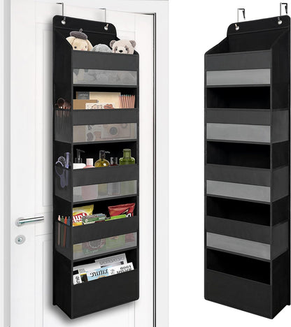 Over Door Organizer with 5 Large Pockets Heavy Duty Hanging Organizer Storage Closet Bathroom Nursery Bedroom Dorm