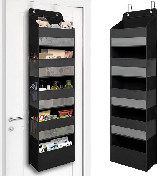Over Door Organizer with 5 Large Pockets Heavy Duty Hanging Organizer Storage Closet Bathroom Nursery Bedroom Dorm