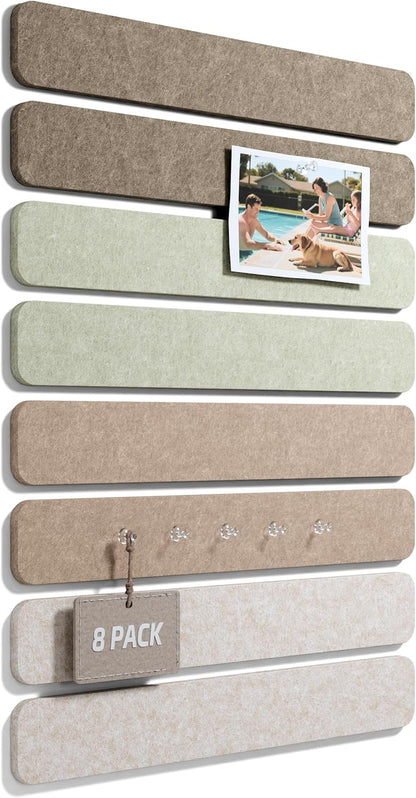Alternative Felt Strip Board 8-Pack 13"x2" Office Pin Board with 50 Push Pins Adhesive Install for Bedroom Door