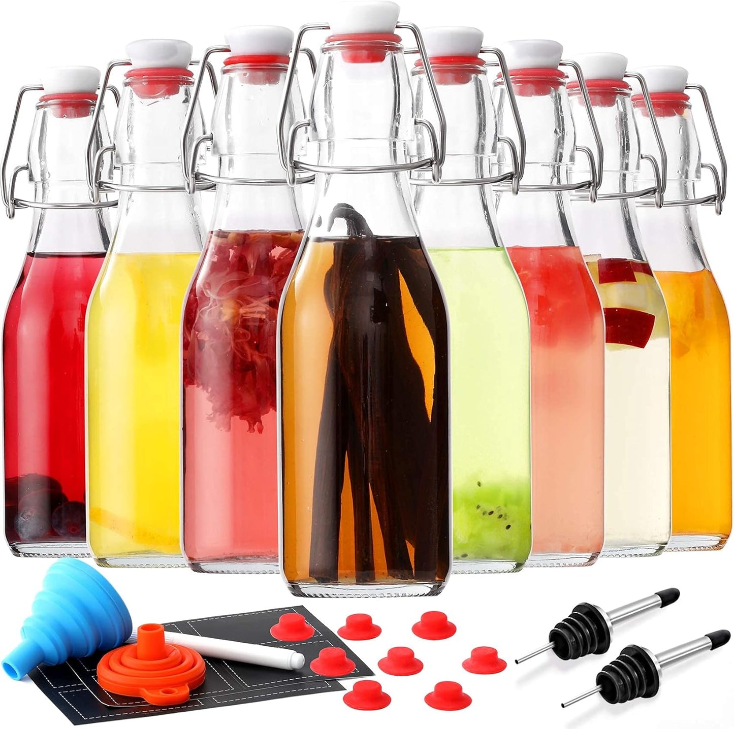 8-Pack 8.5oz Flip Top Glass Bottles Swing Top Beer Brewing Bottle for Fermentation Kombucha Kefir