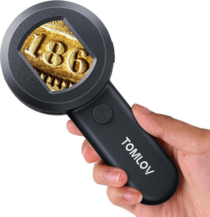 P10 Microscope for Adults Kids Handheld Coin Magnifier with Light for Error Coins Portable Trichome Magnifying