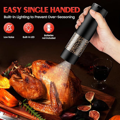 Electric Salt and Pepper Grinder Set Automatic Battery Pepper Mill Shakers Adjustable Coarseness