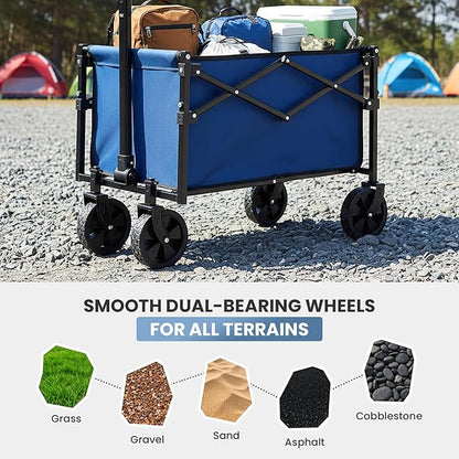 Collapsible Wagon with Wheels 76 lbs Wagons Carts Foldable Wagon Cart with Flexible Handle, Lightweight