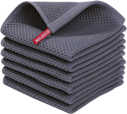 6 Pack Cotton Waffle Weave Kitchen Dish Cloths Ultra Soft Absorbent Quick Drying Dish Towels, 12 x 12 Inches