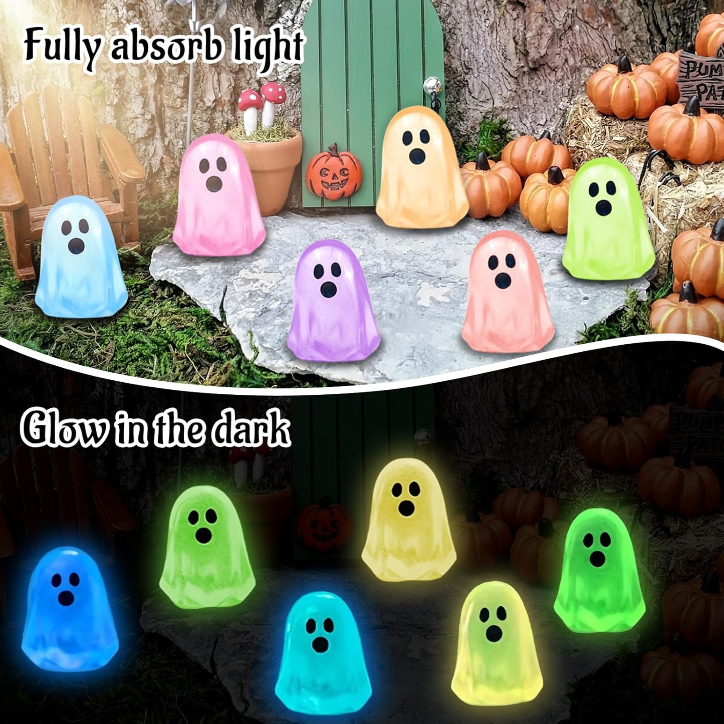 Luminous Mini Resin Ghost Figures Glow in The Dark Tiny Little Ghost Statue Miniature Figurines