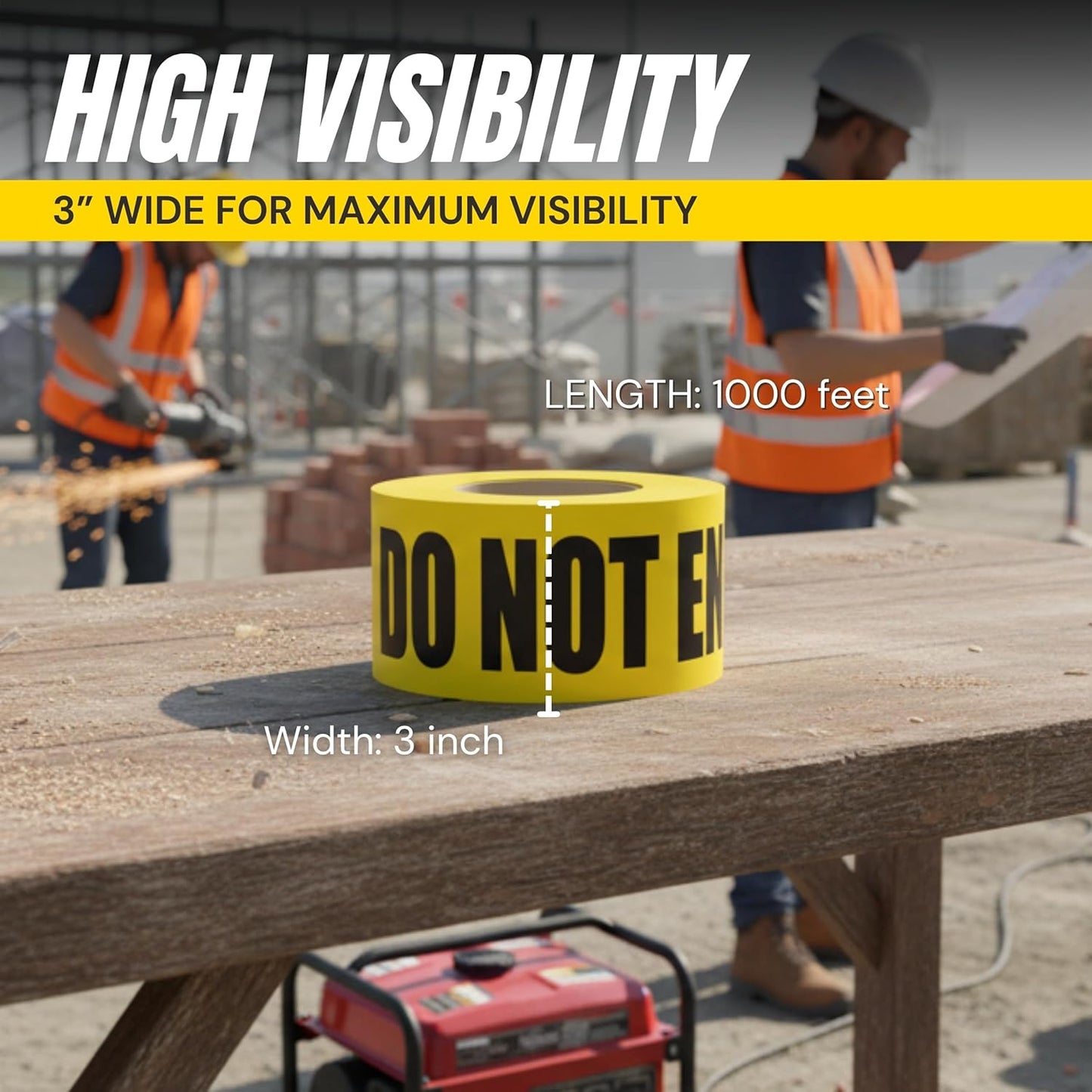Do Not Enter Tape 3 inch X 1000 feet  Bright Yellow with a Bold Black Print 3 in. Wide for Maximum Readability