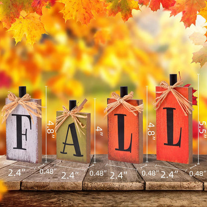 4 Pcs Rustic Farmhouse Home Decor Signs FALL Centerpieces for Tables Autumn Decor Sign