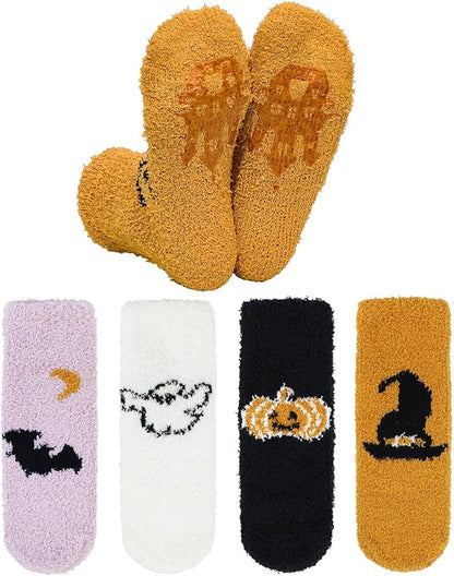 Century Star Halloween Fuzzy Socks  Slipper Fall Fluffy Cozy Warm Super Soft Cute Home Spooky