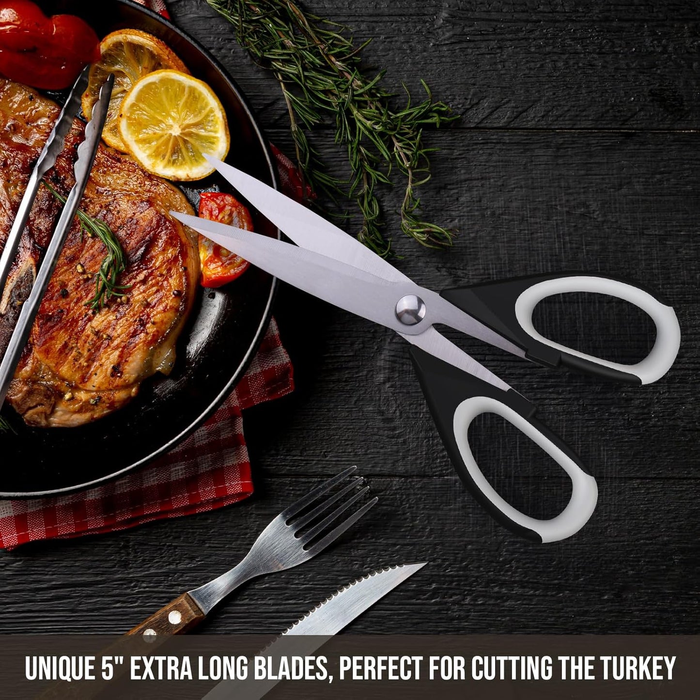 2 Pack Kitchen Scissors Heavy Duty Stainless Steel All-Purpose Cooking Shears Dishwasher Safe