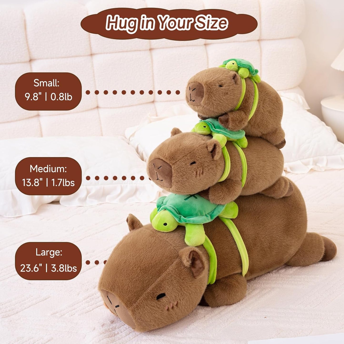 Stuffed Animals Capybara Plush Weighted Capybara Stuffed Animals with Turtle Backpack