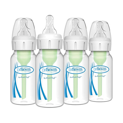 Natural Flow Anti-Colic Options+ Narrow Baby Bottle 4 oz/120 mL, with Level 1 Slow Flow Nipple
