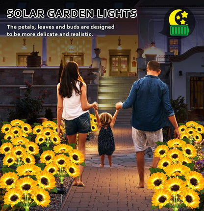 4 Pack with 24 Sunflower Lights Solar Flowers Lights Waterproof Birthday Gifts for Mom Women