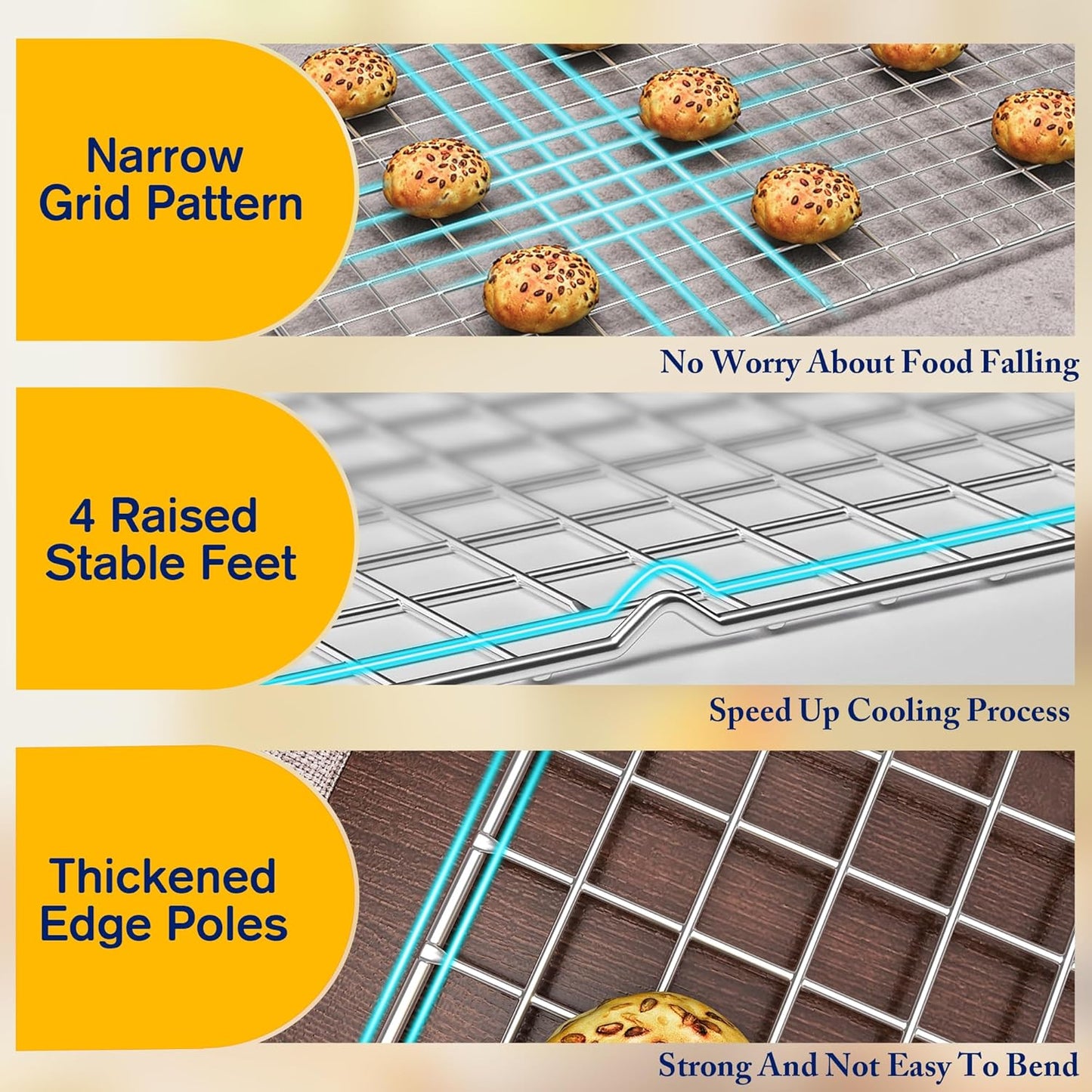 2PCS Cooling Racks for Cooking and Baking  10" x 15"Heavy Duty Stainless Steel Wire Rack for Baking, Grilling
