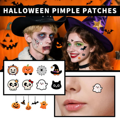 Halloween Acne Patch Pimple Patches for Face Cute Stickers Salicylic Acid & Tea Tree 100PCS Hydrocolloid Dots in 8 Colors
