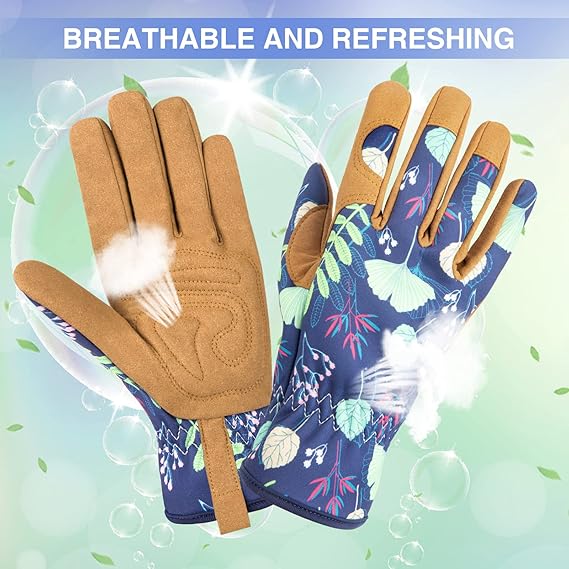 Weeding Working Gloves Leather Garden Glove for Women Thorn Proof No Stab for Digging