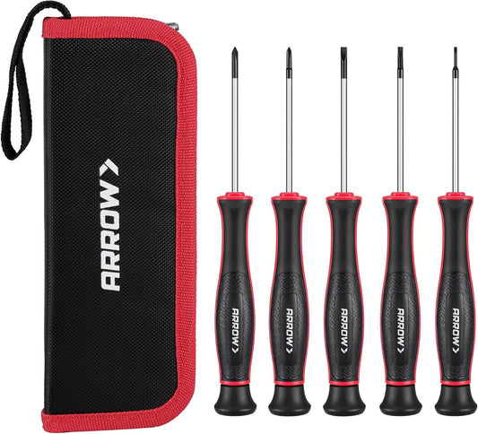 5-Piece Precision Screwdriver Set with Pouch Magnetic Small Screwdriver Set Phillips Slotted Cr-V Steel