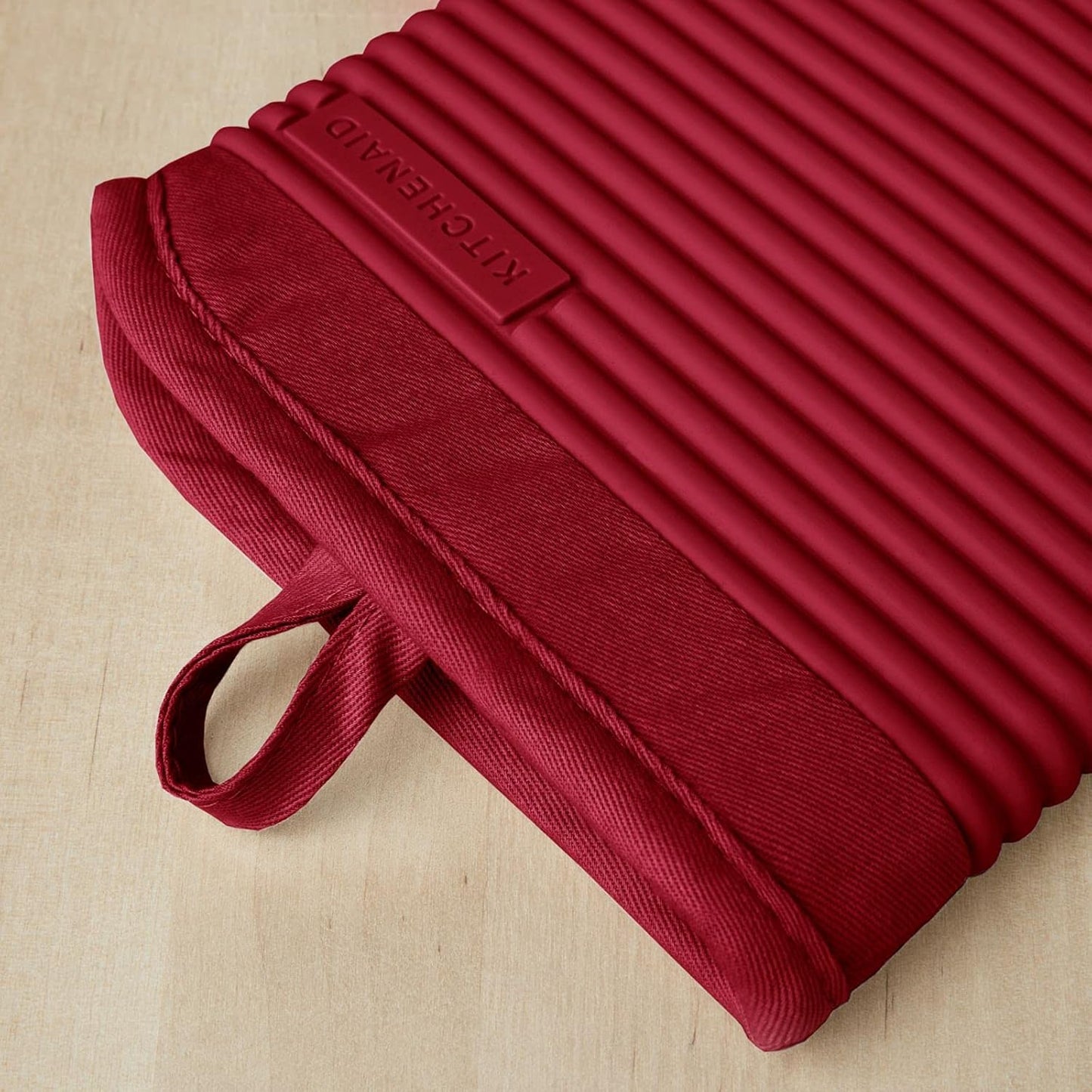 Ribbed Soft Silicone Oven Mitt 2-Pack Set, 7.5"x13" Smoked