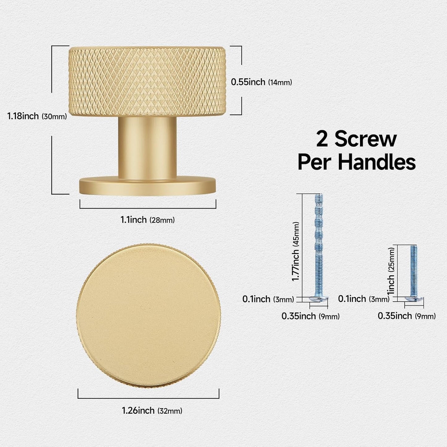10 Pack Gold Cabinet Knobs for Kitchen Cabinets & Dresser Drawers Round Single Hole Hardware Handles Pulls
