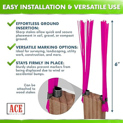 250 Pack Durable Marking Whisker Set Use Survey Whiskers As Survey Stakes Construction Markers