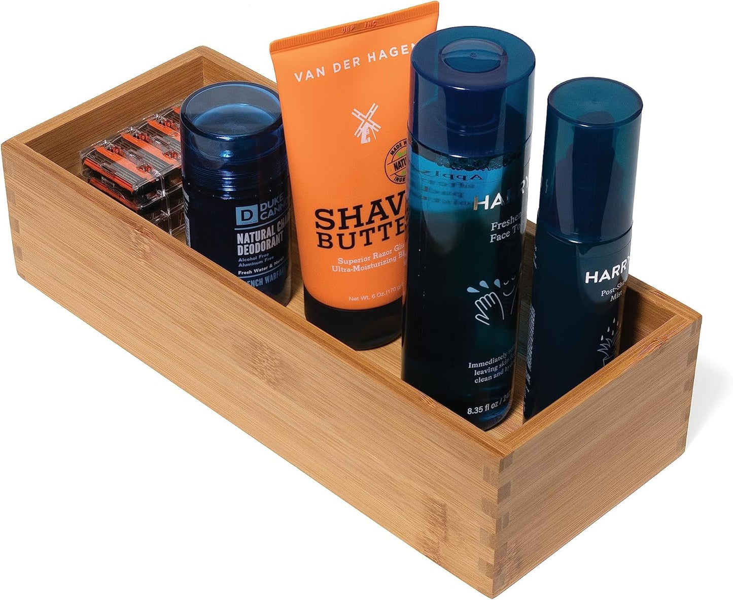 International Bamboo Utensil Holder Storage Box for Cooking Tools Makeup or Office Supplies