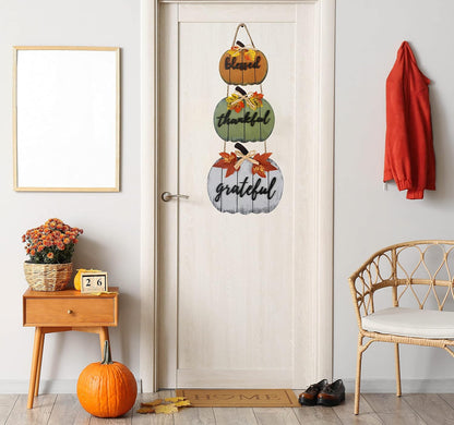 Fall Decorations for Home Blessed Grateful Thankful Door Sign Fall Decor Thanksgiving Decorations