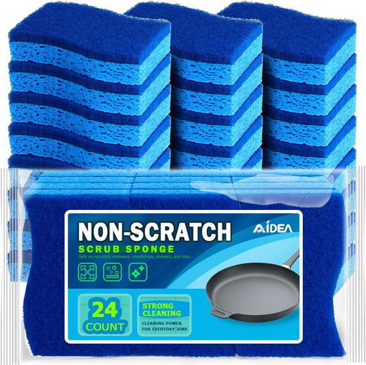 24Count Sponges for Dishes Sponges Kitchen Cleaning Sponge Cleans Fast Without Scratching
