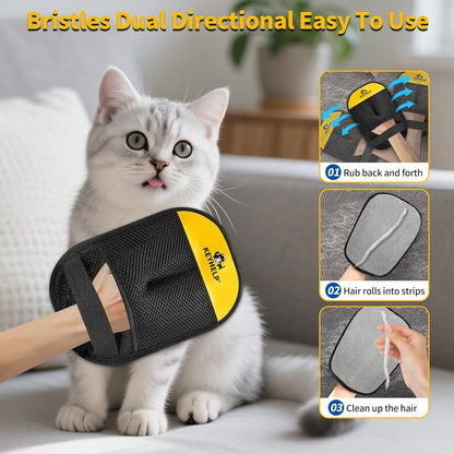 Pet Hair Removal Glove for Dogs & Cats Newly Upgraded Reusable Electrostatic Pet Hair Glove, Magic Brush