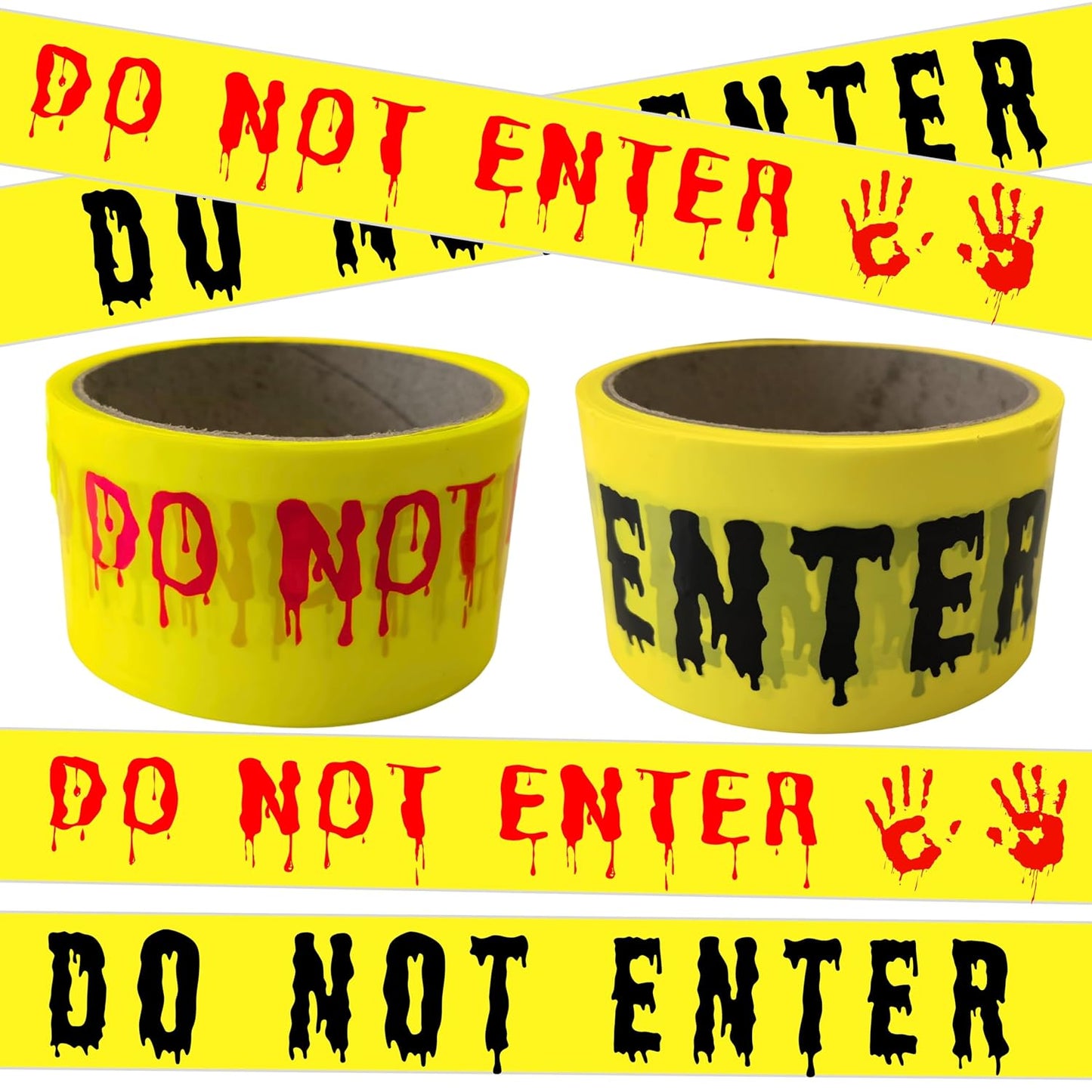 2Pcs Halloween Decorations Caution Tape 2 inch x 164 feet Do Not Enter Caution Tape Roll Yellow Scary Hazard Warning Tape