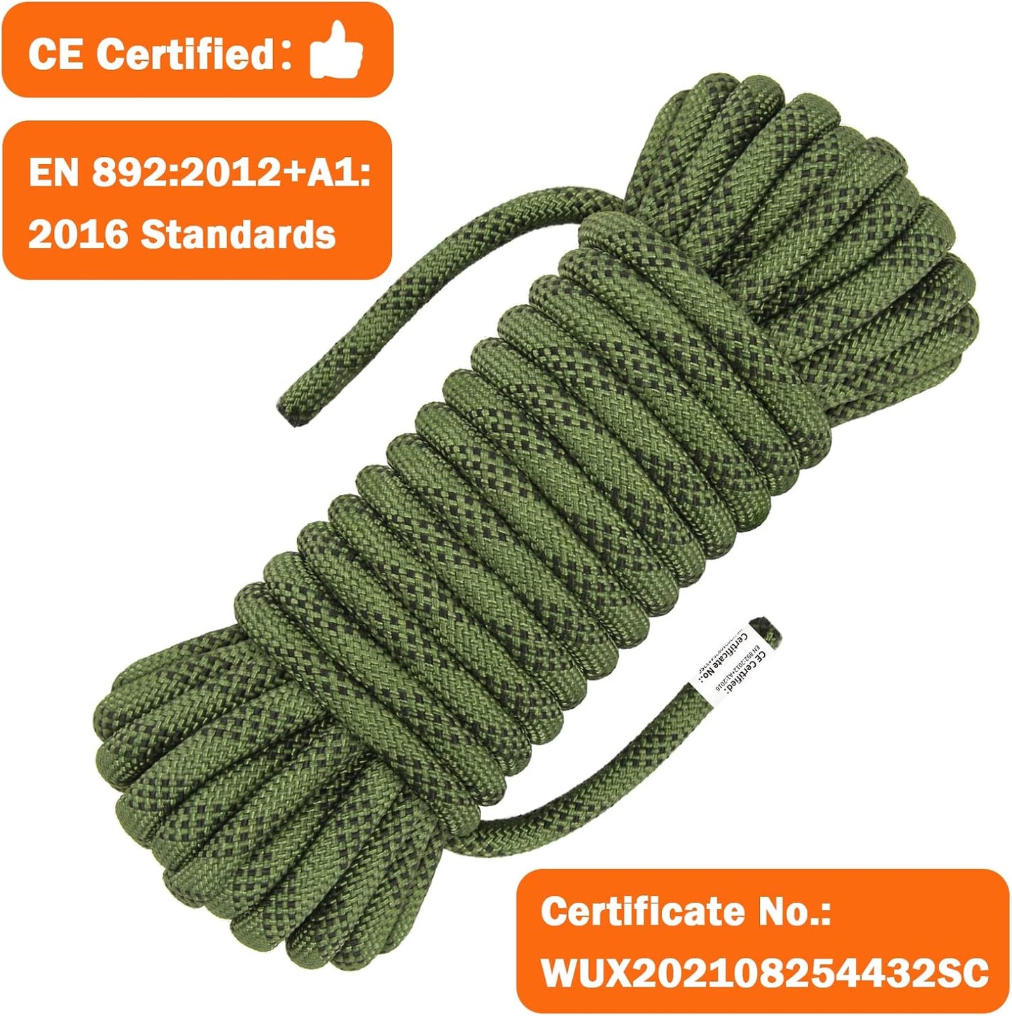 10.5 mm Static Climbing Rope 10M(32ft) 20M(64ft) 30M(96ft) 50M(160ft) 70M(230ft) Outdoor Rock Climbing Rope