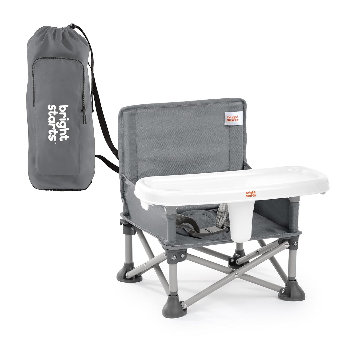 N Sit Portable Booster Indoor Outdoor Use Floor Seat with Feeding Tray Grey
