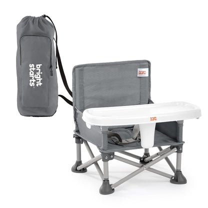 N Sit Portable Booster Indoor Outdoor Use Floor Seat with Feeding Tray Grey