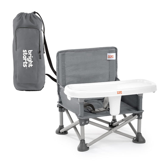 N Sit Portable Booster Indoor Outdoor Use Floor Seat with Feeding Tray Grey