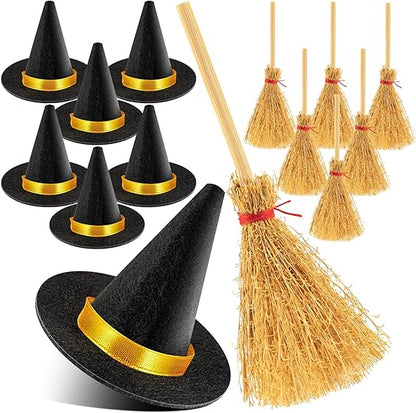 14 Pcs Small Black Witch Hats for Crafts Halloween Party Decor Mini Witch Hat