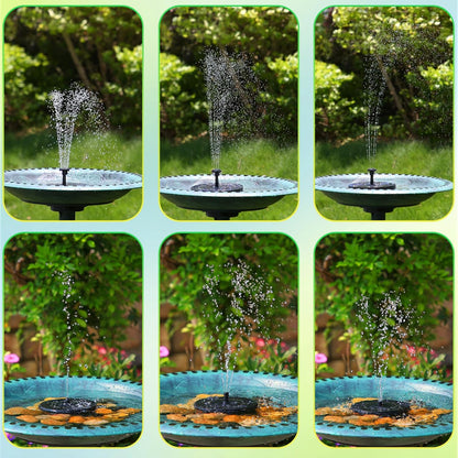 Upgraded Solar Bird Bath Fountains with 6 Nozzles, Free Standing Floating Solar Powered Water