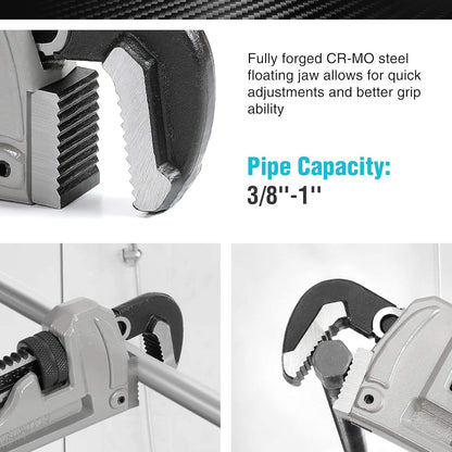 10 inch Heavy Duty Aluminum Straight Pipe Wrench Adjustable Plumbing Wrench Drop Forged