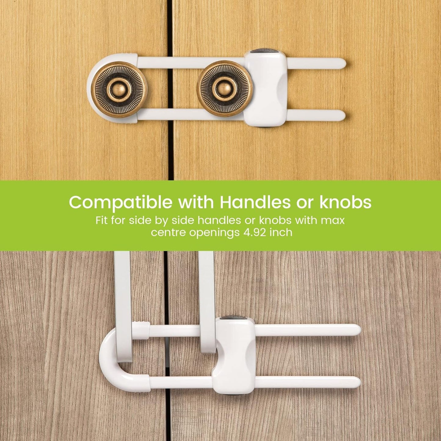 10 Pieces Cabinet Locks for Babies U-Shaped Proofing Drawers Safety Child Locks Adjustable