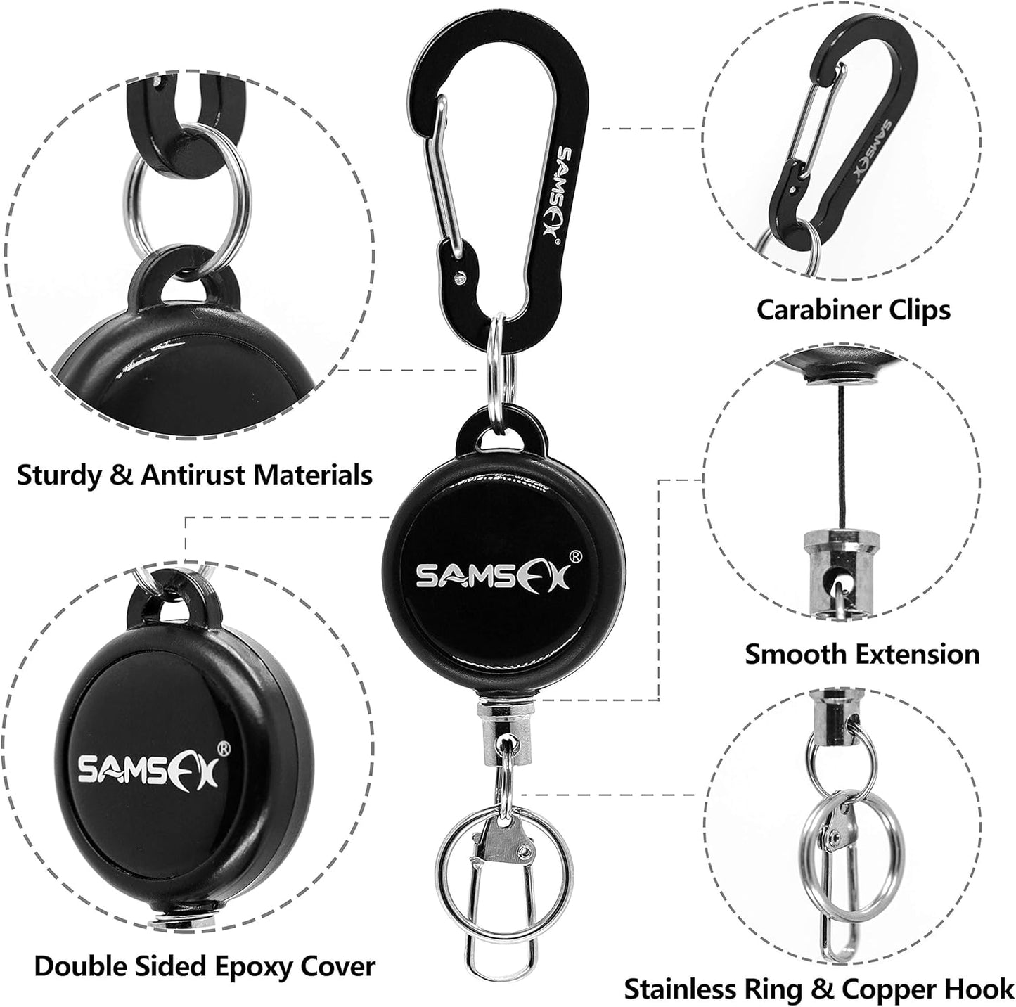 Retractor for Anglers Vest Pack Tool Gear Assortment Combo 3pcs in Pack