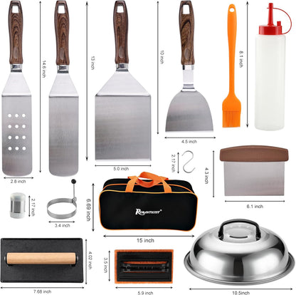29PCS Griddle Accessories Set Flat Top Teppanyaki Spatula Set with Scraper, Basting Cover for Camp Chef