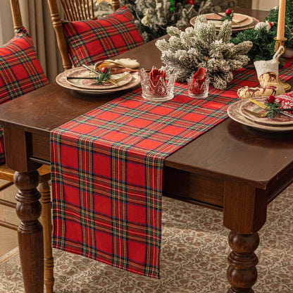 Christmas Checkered Tartan Table Runner Red Buffalo Plaid Xmas Stain Resistant Washable Table Decoration