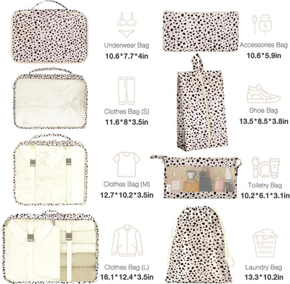 8 Set Packing Cubes for Suitcases, Packing Cube with Shoe Cosmetics Clothing and Accessories Bags Packing Cubes