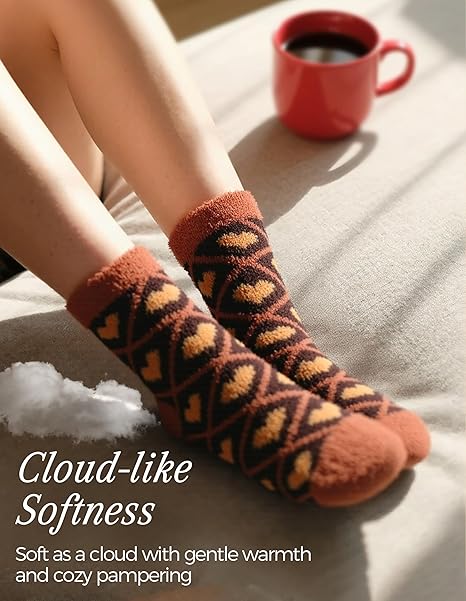 Warm & Cozy Valentines Gifts for Women Fluffy Fuzzy Plush Sleeping Slipper Socks Soft Warm Fabric