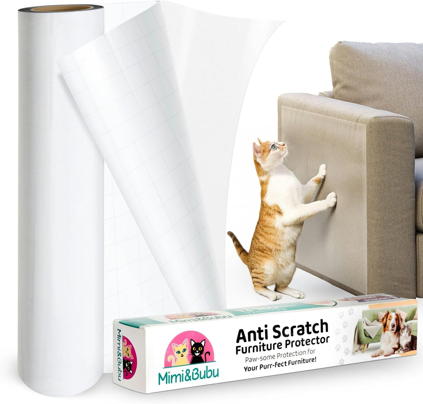 Anti Scratch Furniture Protector(160" x 13") Single-Sided Sticky Couch Protector for Cats