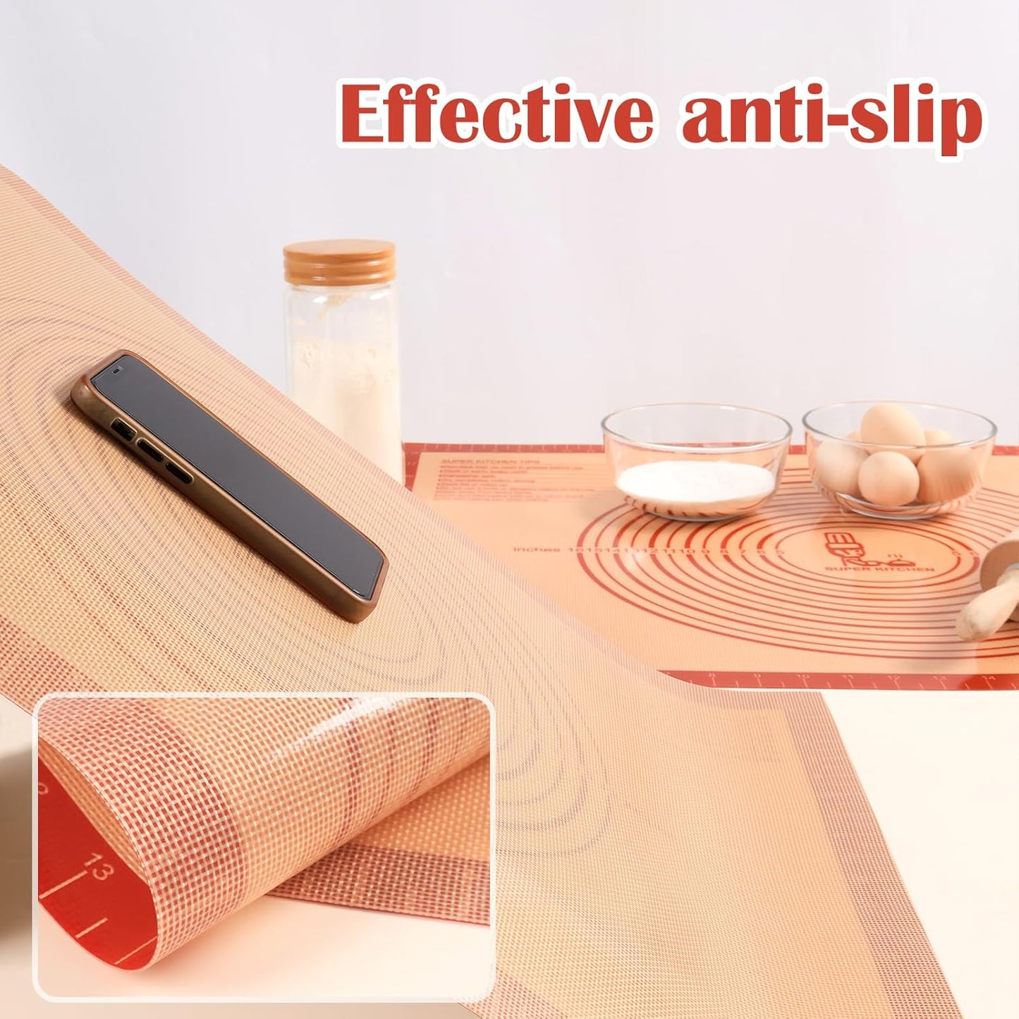 Silicone Pastry Mat Extra Large with Measurements 28''By 20'' for Silicone Baking Mat Counter Dough Rolling