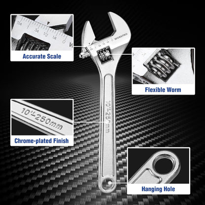 4-piece Adjustable Wrench Set Forged Heat Treated Chrome-plated 6-inch 8-inch 10-inch 12-inch