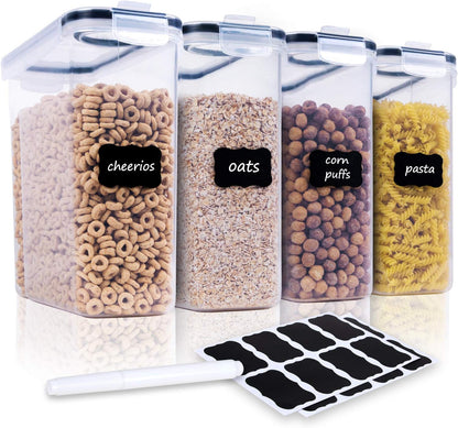 4 Piece Airtight Large Food Storage Containers(135.2oz), BPA Free Dispenser Plastic Cereal Storage
