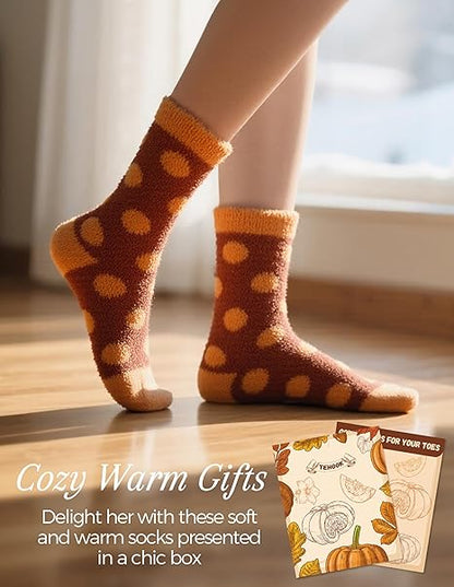 Warm & Cozy Valentines Gifts for Women Fluffy Fuzzy Plush Sleeping Slipper Socks Soft Warm Fabric
