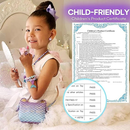 Purse for Little Girls Dress Up Jewelry Pretend Play Kids Accessories Mermaid Gifts