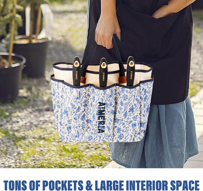 Gardening Tool Set of 5 Heavy Duty Aluminum Garden Tools with Non-Slip Rubber Grip Fashion Garden Bag