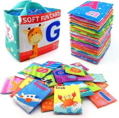 26 Pieces Soft Alphabet Cards with Cloth Storage Bag for Babies Infants Toddlers and Kids