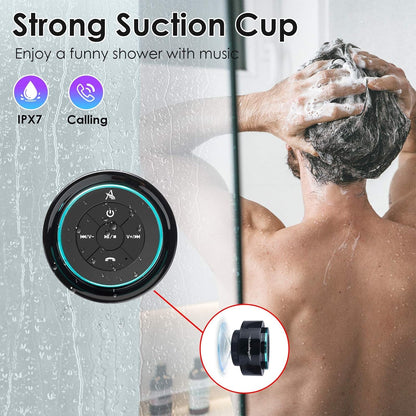 Upgraded Pro Shower Speaker Certified IPX7 Waterproof Bluetooth Speaker with Suction Cup Silicone Lanyard 8W Crystal Sound&Rich Bass